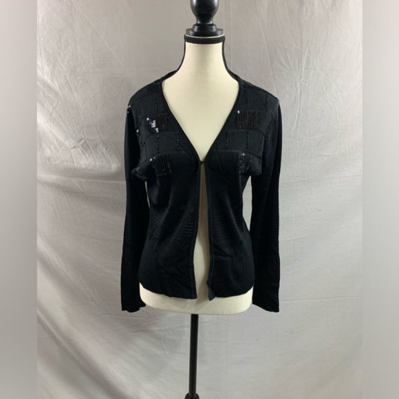 Black Beaded Sweater Cardigan - Picture 1 of 8